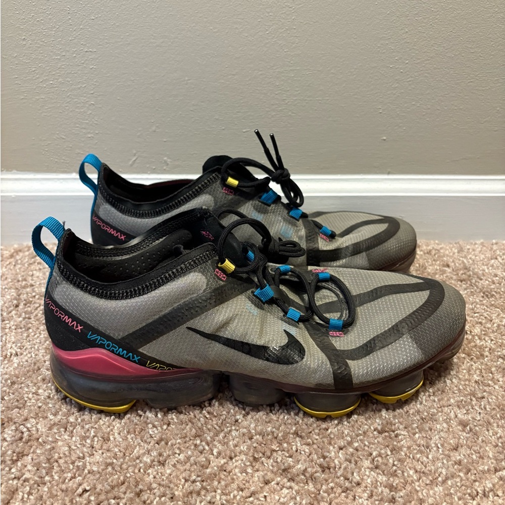 Nike Vapormax Flyknit in Gray with Black and Pink Accents